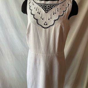 Ann taylor LOFT white linen dress- lined